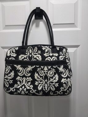 Brighton Black and White Quilted Damask Shoulder Bag